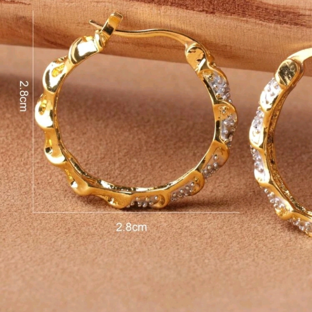 2 Tone Hoop Earrings - Picture 2 of 3